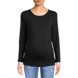 OH MAMMA Women’s Long Sleeve Black Maternity T-Shirt Sz XL NWT